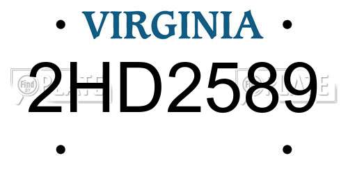 2HD2589 Virginia License Plate