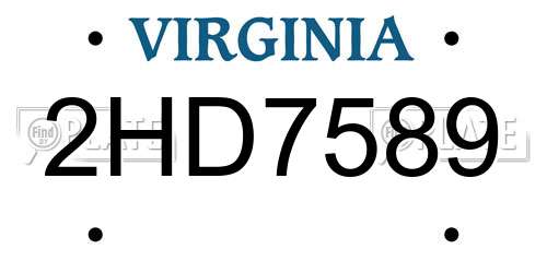 2HD7589 Virginia License Plate