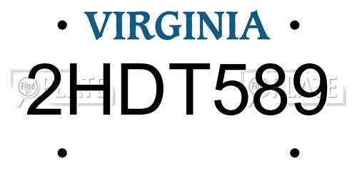2HDT589 Virginia License Plate