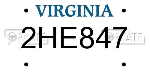 2HE847 Virginia License Plate