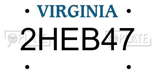2HEB47 Virginia License Plate