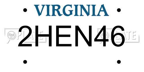 2HEN46 Virginia License Plate