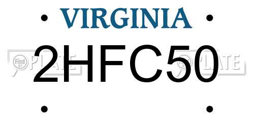 2HFC50 Virginia License Plate