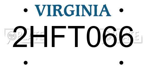 2HFT066 Virginia License Plate