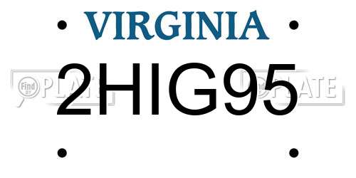 2HIG95 Virginia License Plate