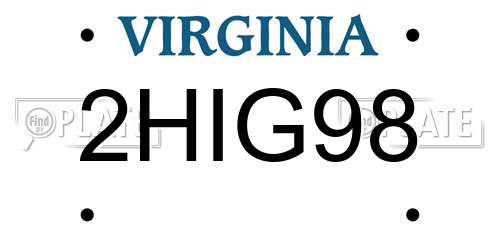 2HIG98 Virginia License Plate