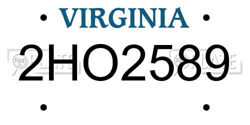 2HO2589 Virginia License Plate