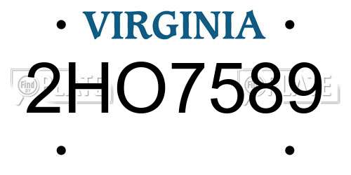 2HO7589 Virginia License Plate