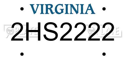 2HS2222 Virginia License Plate