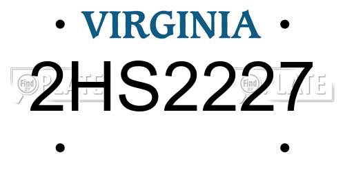2HS2227 Virginia License Plate