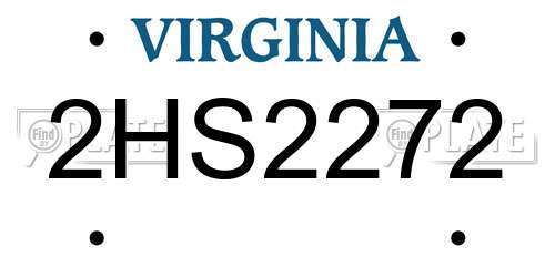 2HS2272 Virginia License Plate