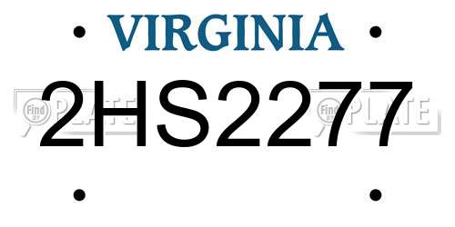 2HS2277 Virginia License Plate