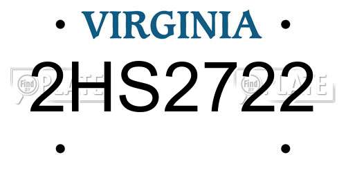 2HS2722 Virginia License Plate