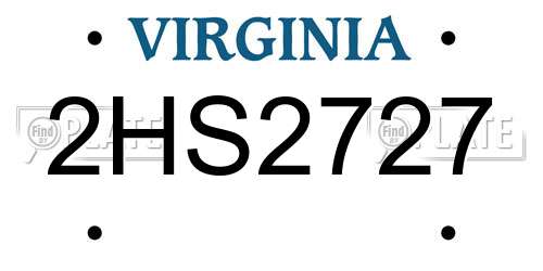 2HS2727 Virginia License Plate