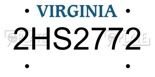 2HS2772 Virginia License Plate