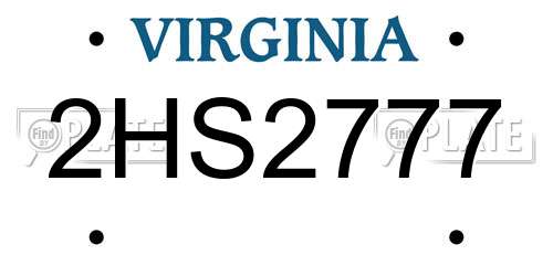 2HS2777 Virginia License Plate