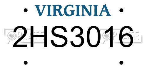2HS3016 Virginia License Plate