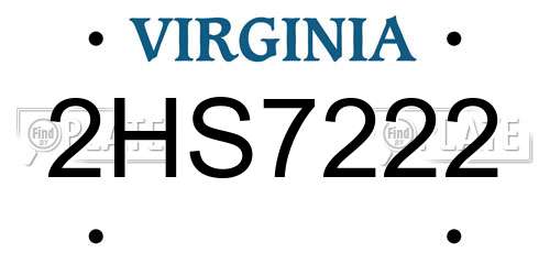 2HS7222 Virginia License Plate
