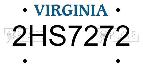 2HS7272 Virginia License Plate