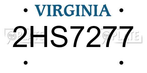 2HS7277 Virginia License Plate