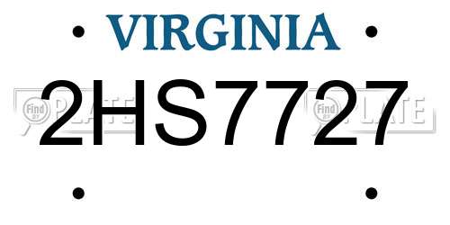 2HS7727 Virginia License Plate