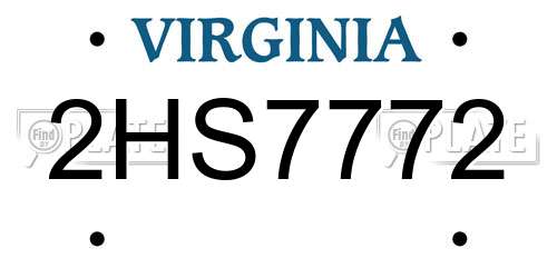 2HS7772 Virginia License Plate