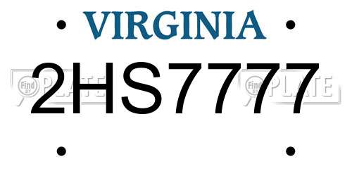 2HS7777 Virginia License Plate