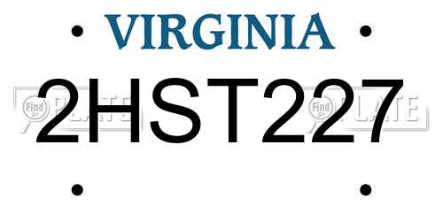 2HST227 Virginia License Plate