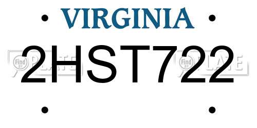 2HST722 Virginia License Plate
