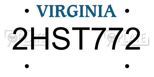 2HST772 Virginia License Plate