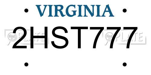 2HST777 Virginia License Plate