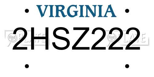 2HSZ222 Virginia License Plate