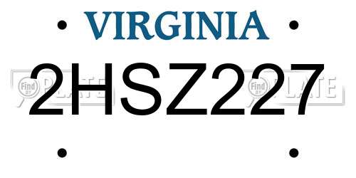 2HSZ227 Virginia License Plate