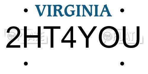 2HT4YOU Virginia License Plate