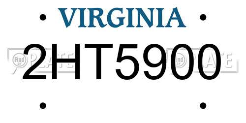 2HT5900 Virginia License Plate