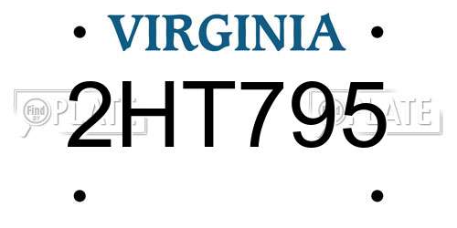 2HT795 Virginia License Plate