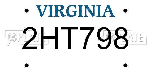 2HT798 Virginia License Plate