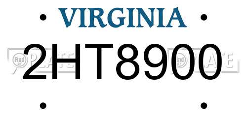 2HT8900 Virginia License Plate