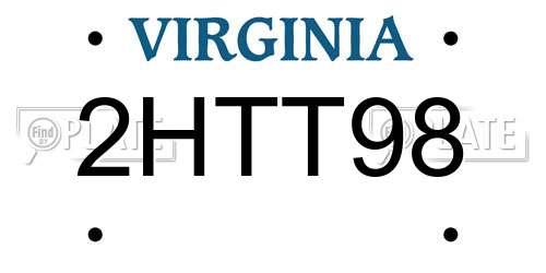 2HTT98 Virginia License Plate