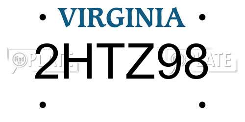 2HTZ98 Virginia License Plate