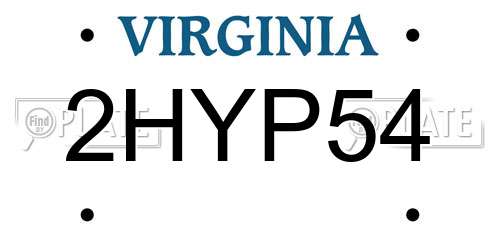 2HYP54 Virginia License Plate
