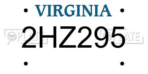 2HZ295 Virginia License Plate