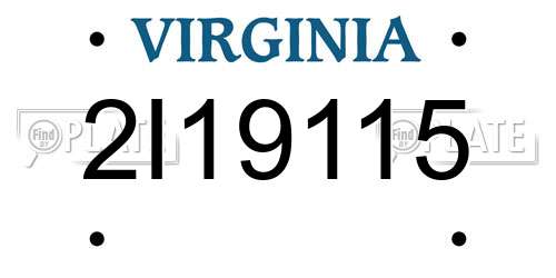 2I19115 Virginia License Plate