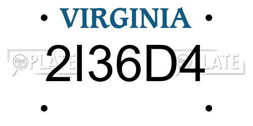 2I36D4 Virginia License Plate