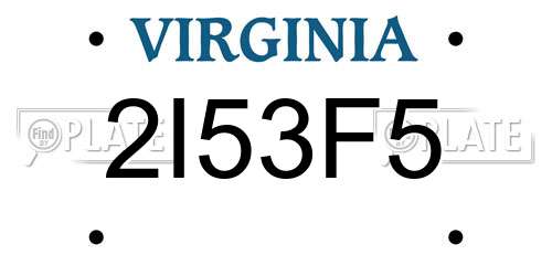 2I53F5 Virginia License Plate