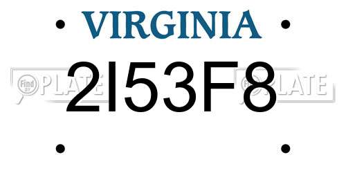 2I53F8 Virginia License Plate