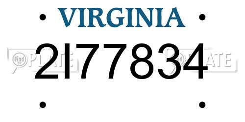2I77834 Virginia License Plate