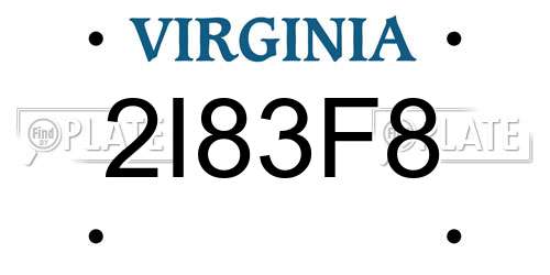 2I83F8 Virginia License Plate