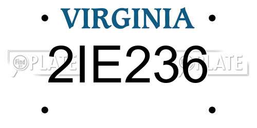 2IE236 Virginia License Plate