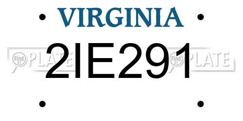 2IE291 Virginia License Plate